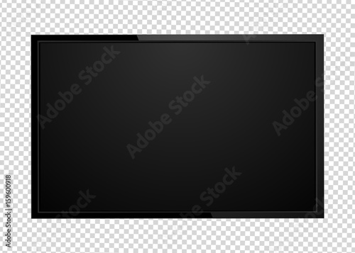 Modern TV screen led type, lcd blank isolated. Black monitor display mockup on a transparent background.