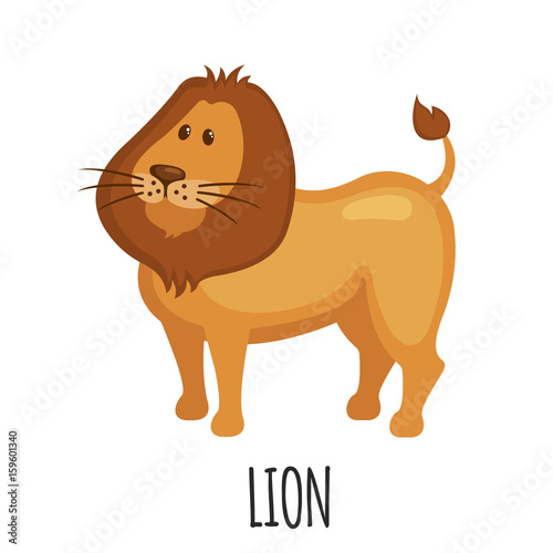 Cute Lion in flat style