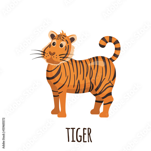 Fototapeta Naklejka Na Ścianę i Meble -  Cute Tiger in flat style