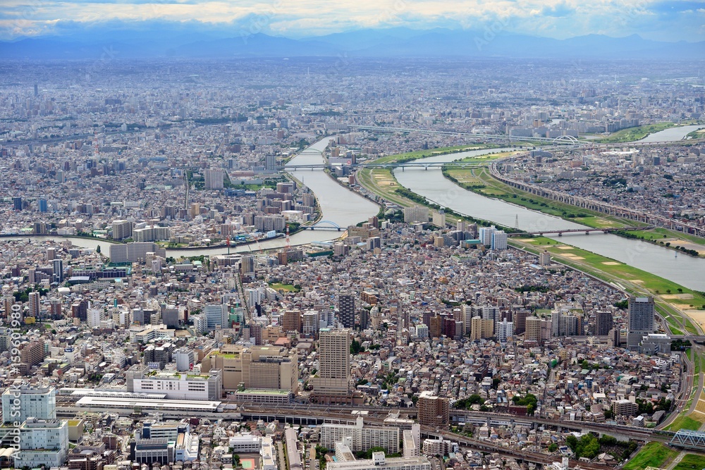 Fototapeta premium 北千住駅・隅田川・荒川