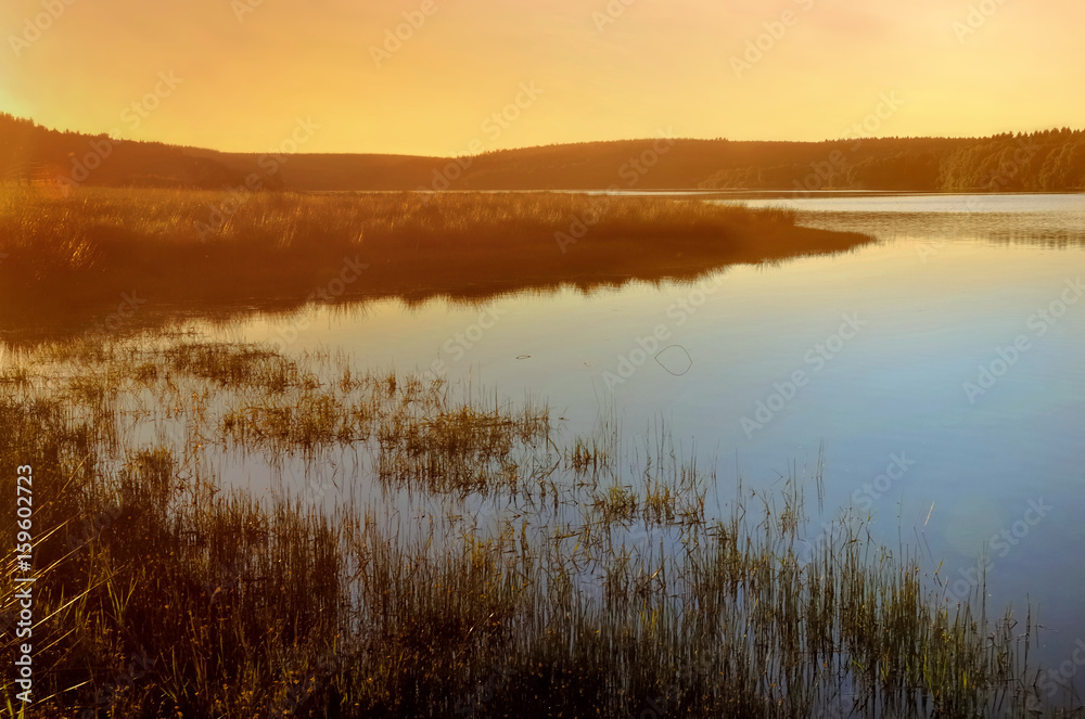 beautiful sunset on a lake