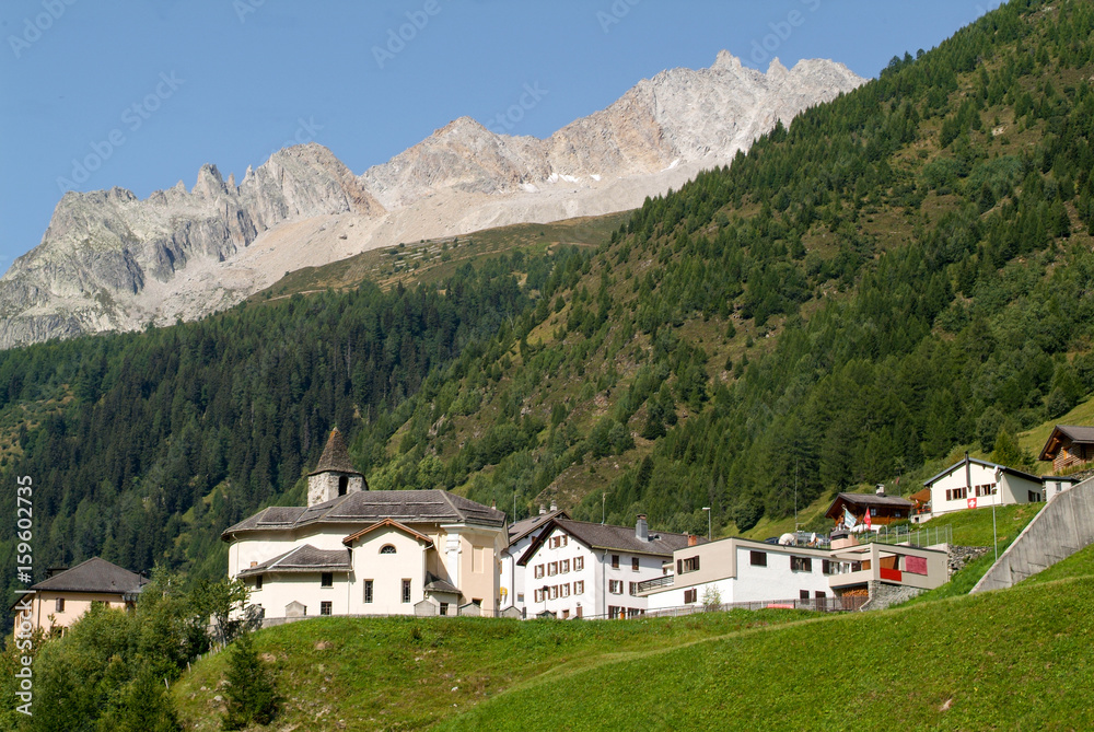 Village of Bedretto on the italian part of the Swiss alps