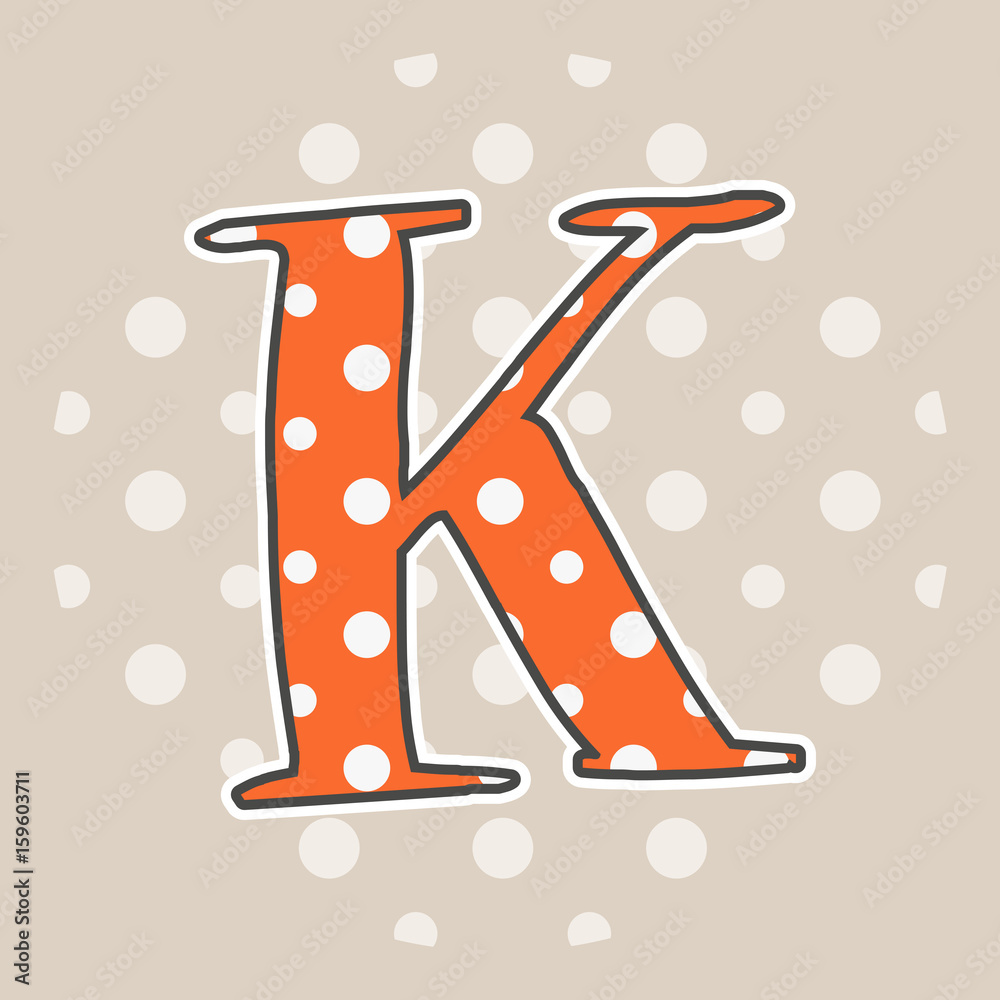 Cute dotted letter K isolated on beige background. Vector illustration.  Element for design. Kids alphabet. Stock Vector | Adobe Stock