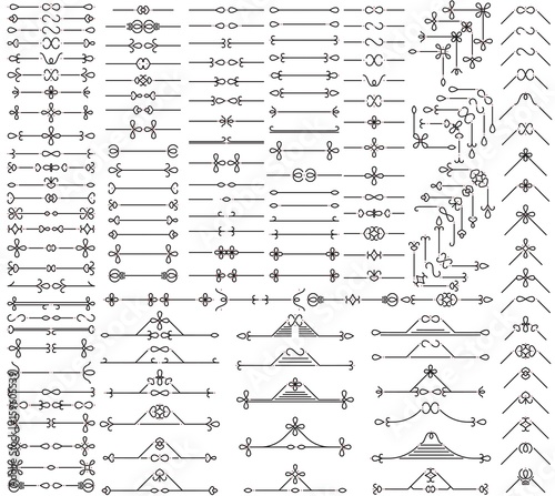 Collection of vector geometric line art design elements. 