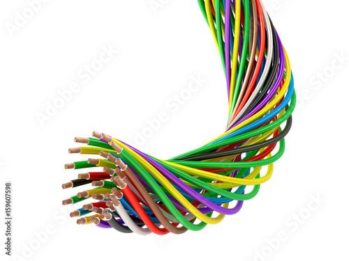 A bunch of multi-colored electric wires. 3D illustration