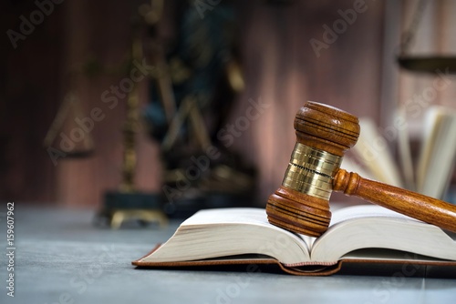 law concept, mallet of the judge, justice scale, books