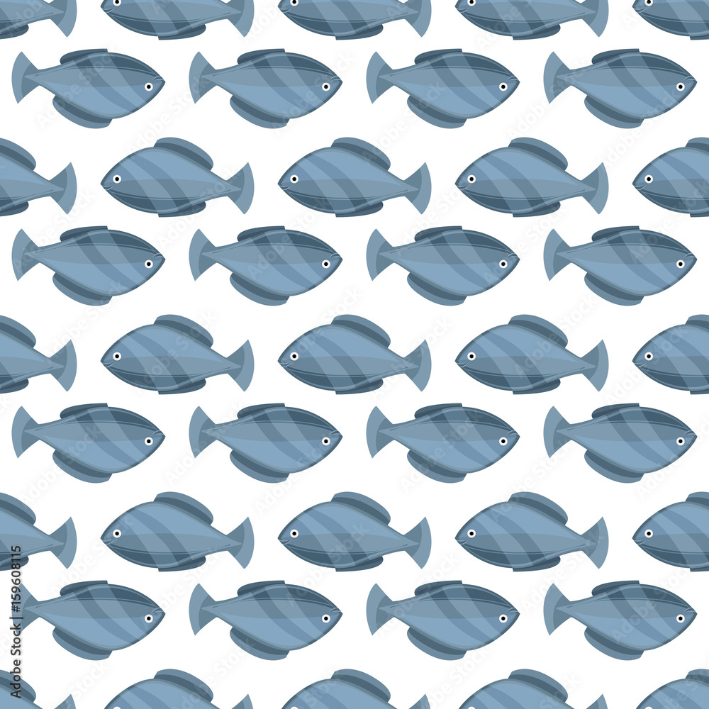Fototapeta premium Seamless vintage fish drawings pattern, vector illustration. Engraving style sea life background. Retro element for your design.