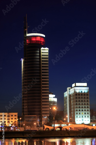 Modern city at night. Minsk  Belarus