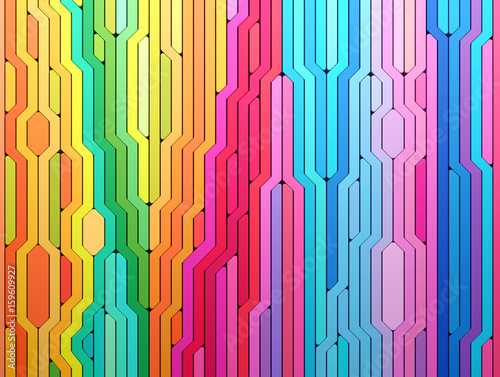 3D rendering abstract background of multi-colored lines shapes
