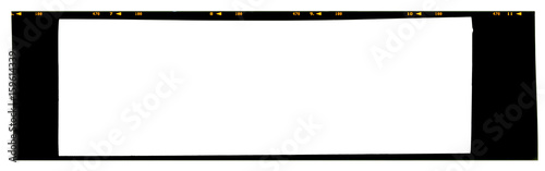 Empty panoramic large format 6x17cm color slide 120 or 220 type (60mm) medium format film strip template with copy space isolated on white background with work path.