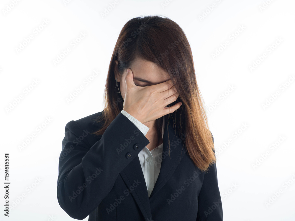 young business woman headache touch head young business woman headache touch head