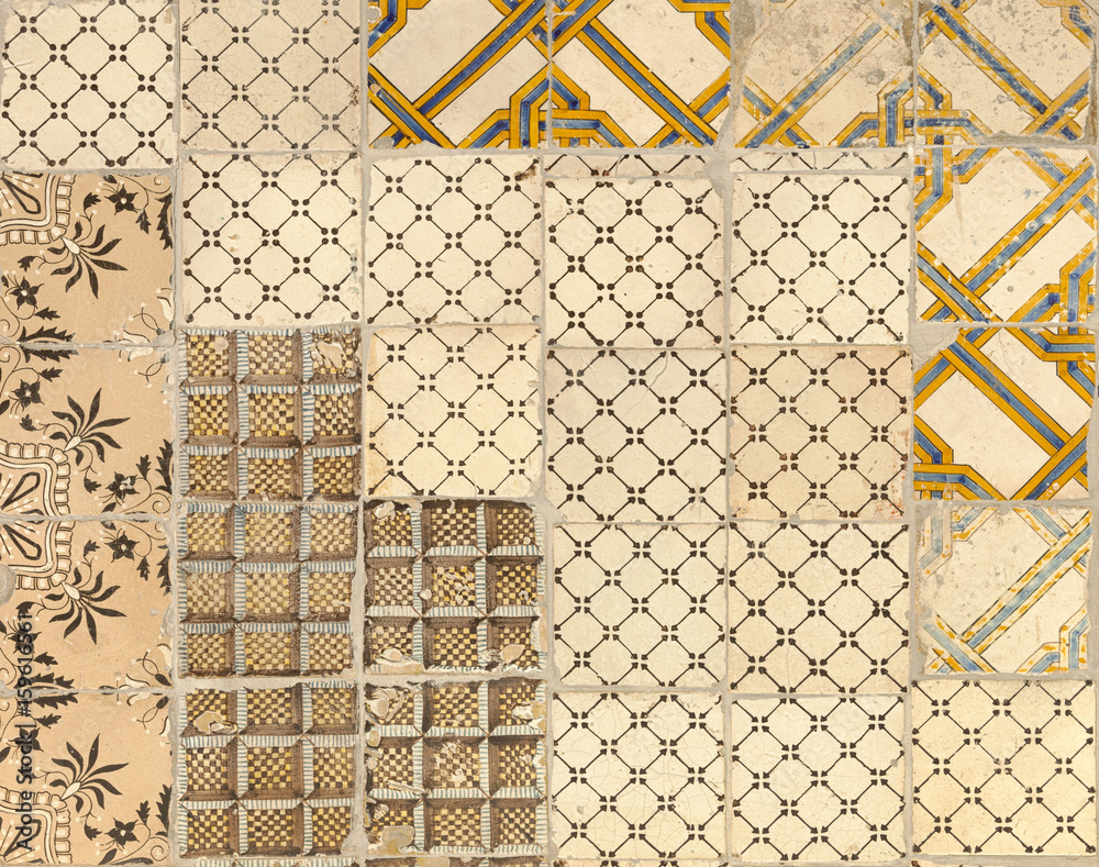 Fototapeta premium Tile texture background with brown decorations
