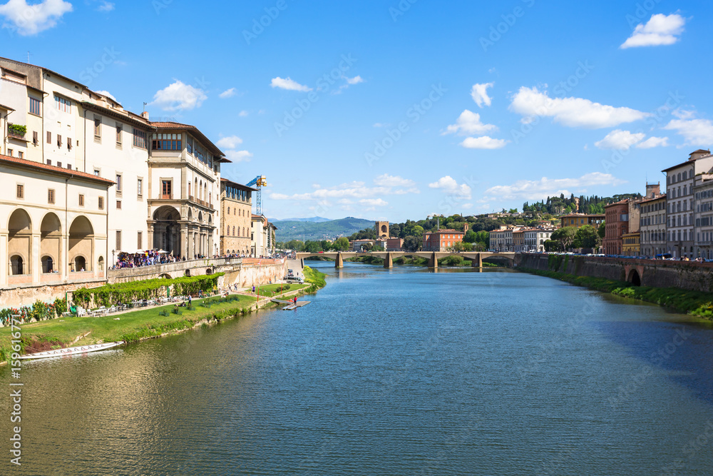Old buildings by the Arno River in Florence