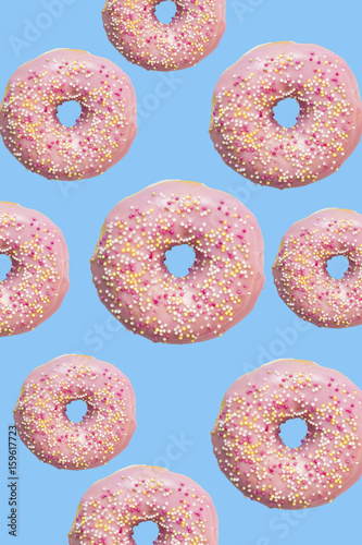 donuts on colorful background, texture pop minimalist theme trendy food
