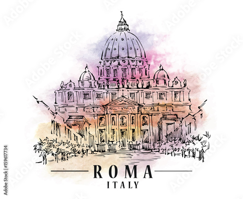 Roma sketch. Italian capital illustration.