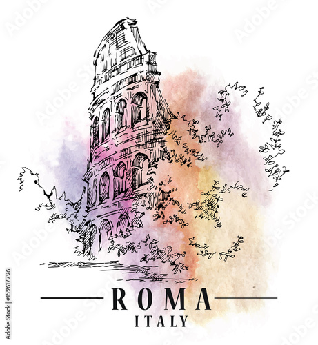 Roma sketch. Italian capital illustration.