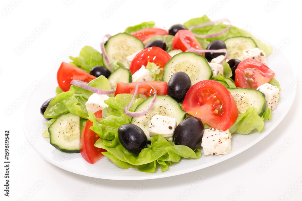 greek salad isolated on white background