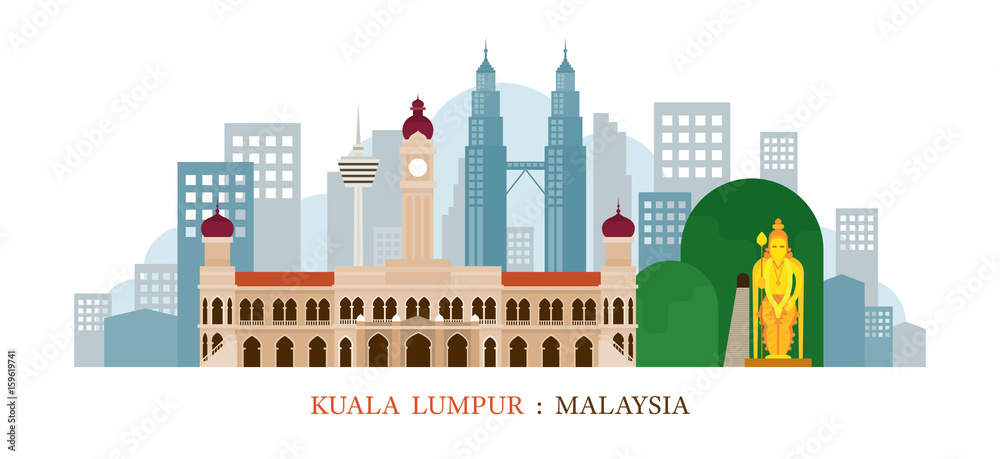 Fototapeta premium Kuala Lumpur, Malaysia Landmarks Skyline