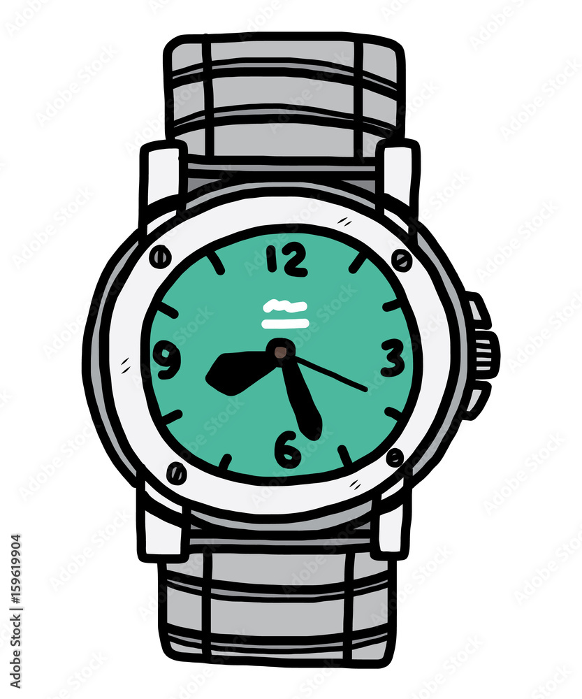 hand watch / cartoon vector and illustration, hand drawn style, isolated on  white background. Stock Vector | Adobe Stock
