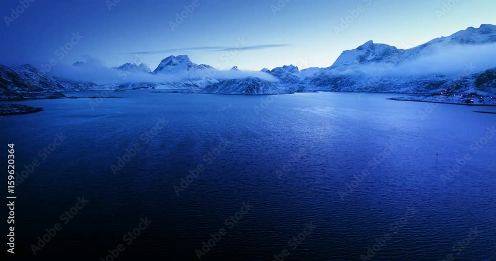 Aerial View of Lofoten Islands in Winter time, Norway Aerial View of Lofoten Islands in Winter time, Norway