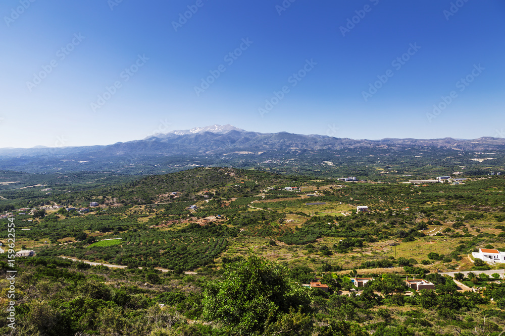 The panorama of the countryside of the island of Crete, Greece