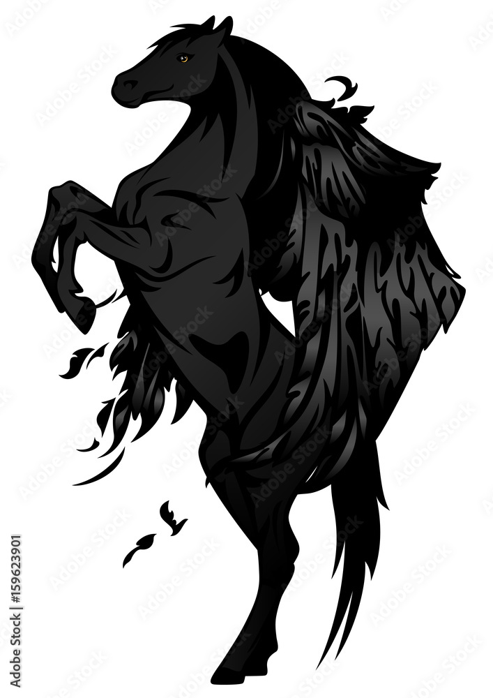 pegasus design - black winged horse vector illustration Stock Vector ...
