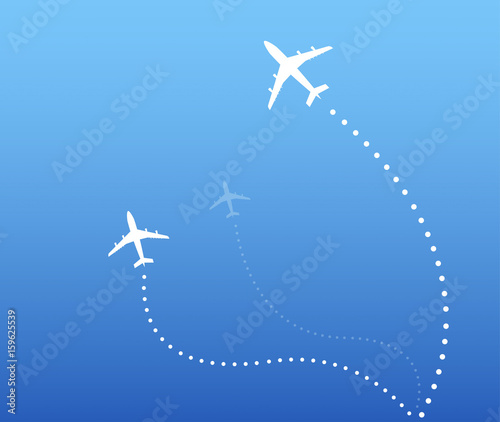 volare, vettoriale, aereo, rotte, 