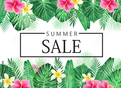 Summer exotic and tropic background design.