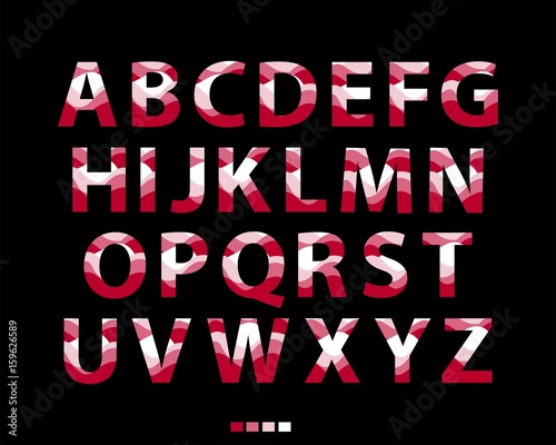 Vector of stylized red font and alphabet