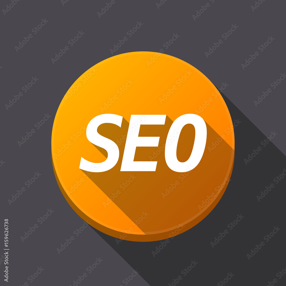 Long shadow round buttonwith the text SEO Long shadow round buttonwith the text SEO