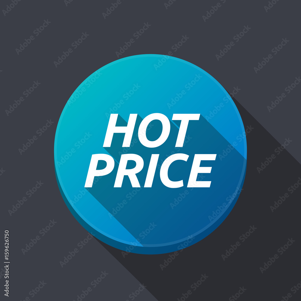 Long shadow round buttonwith the text HOT PRICE Long shadow round buttonwith the text HOT PRICE