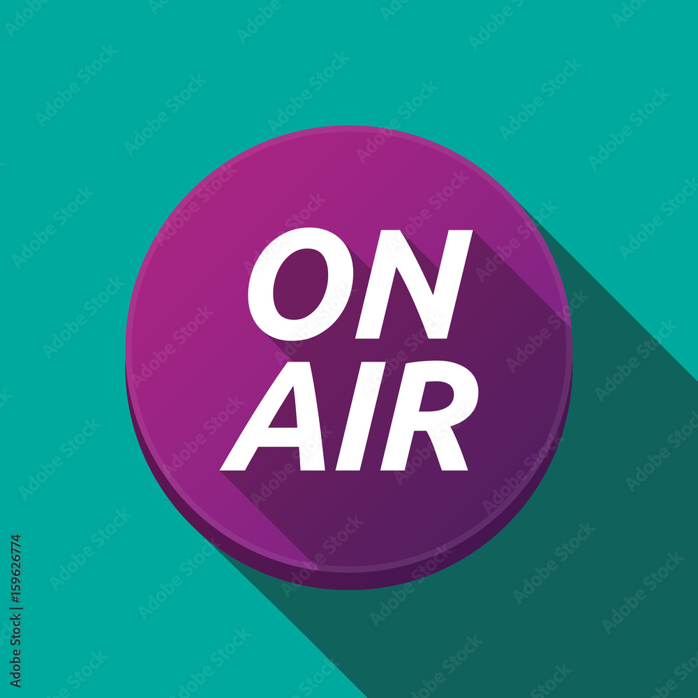 Long shadow round buttonwith the text ON AIR Long shadow round buttonwith the text ON AIR