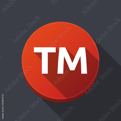 Long shadow round buttonwith    the text TM