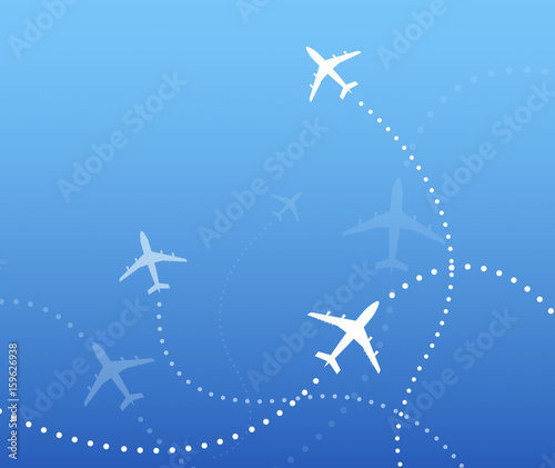 volare, vettoriale, aereo, rotte, 