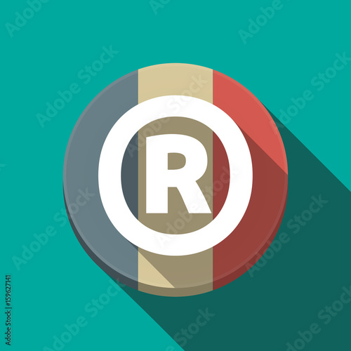 Long shadow  round button with    the registered trademark symbol