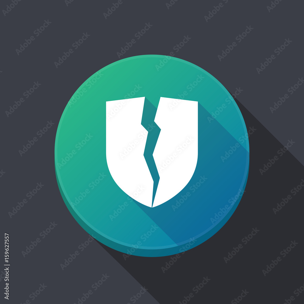 Long shadow button with  a broken shield