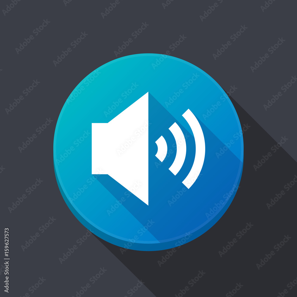Long shadow button with a speaker volume sign Long shadow button with a speaker volume sign