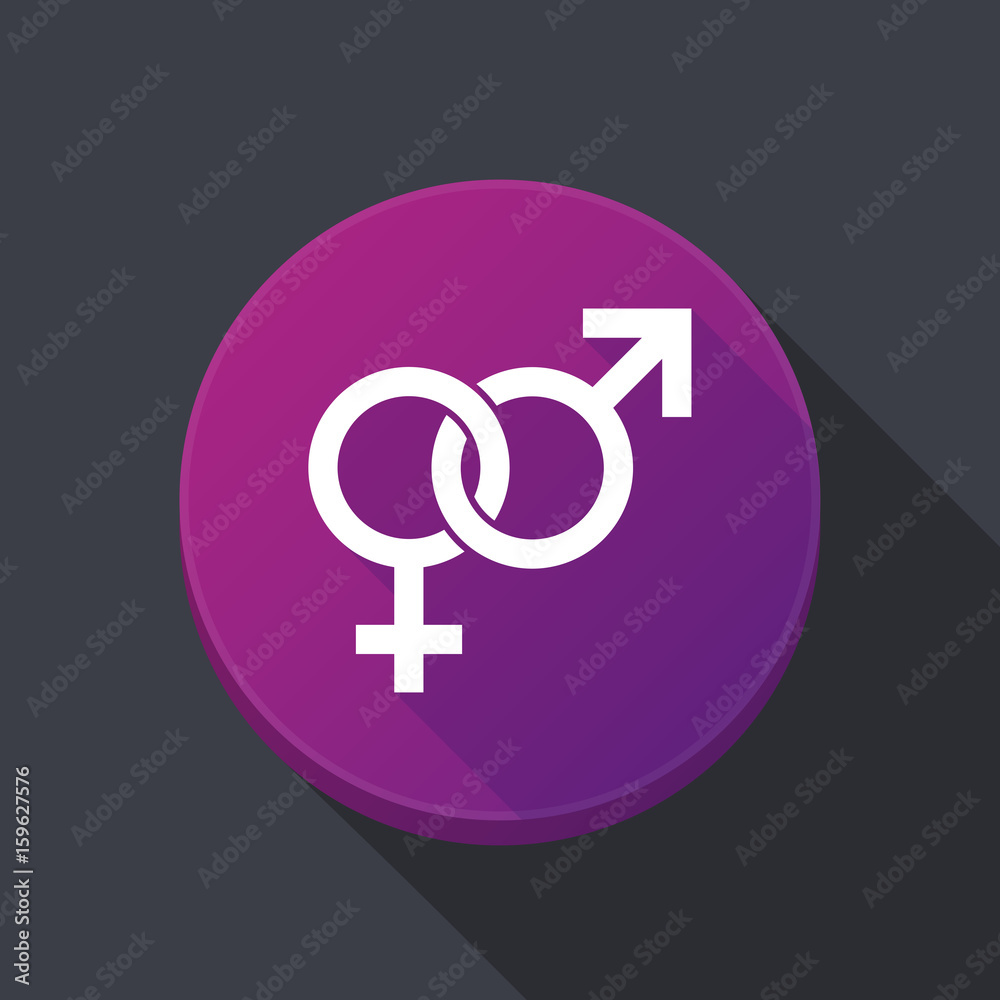 Long shadow button with an interlaced female an male sexual signs Long shadow button with an interlaced female an male sexual signs