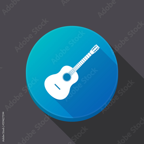 Long shadow button with  a six string acoustic guitar