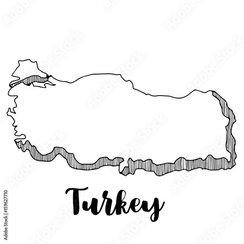 Hand drawn of Turkey map, vector illustration, vector