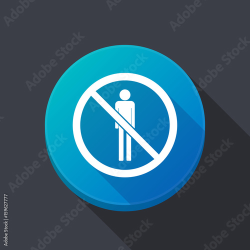 Long shadow button with  a male pictogram  in a not allowed signal