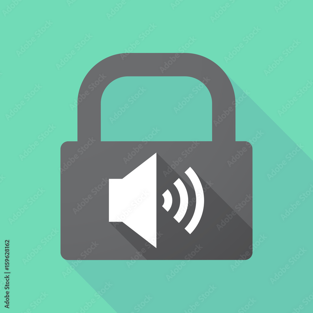 Long shadow lock with a speaker volume sign Long shadow lock with a speaker volume sign