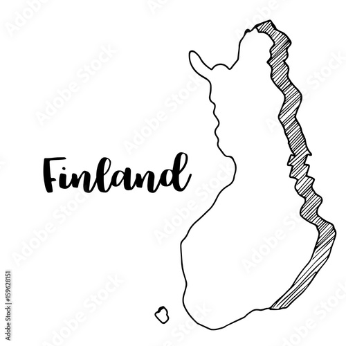Hand drawn of Finland map, vector illustration