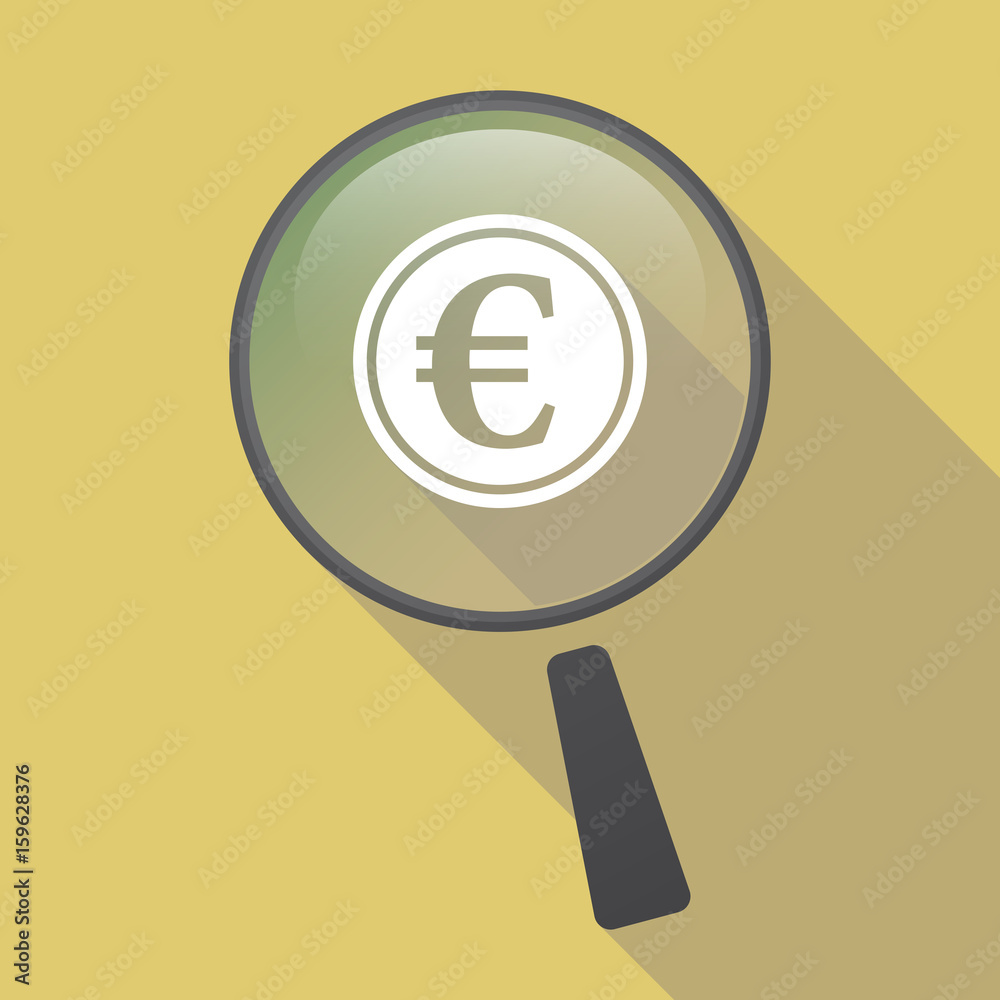 Long shadow loupe with an euro coin Long shadow loupe with an euro coin