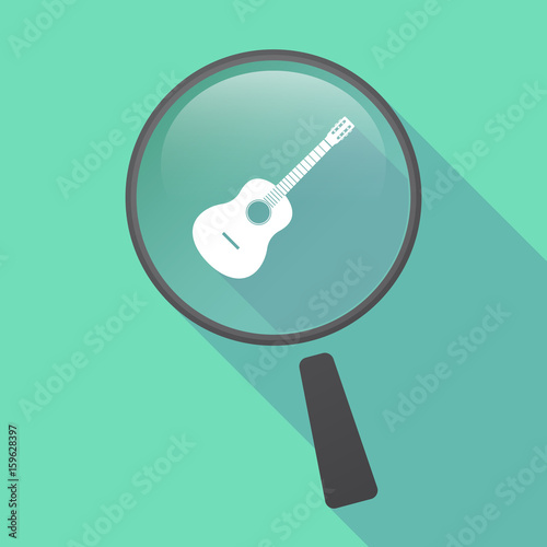 Long shadow loupe with  a six string acoustic guitar