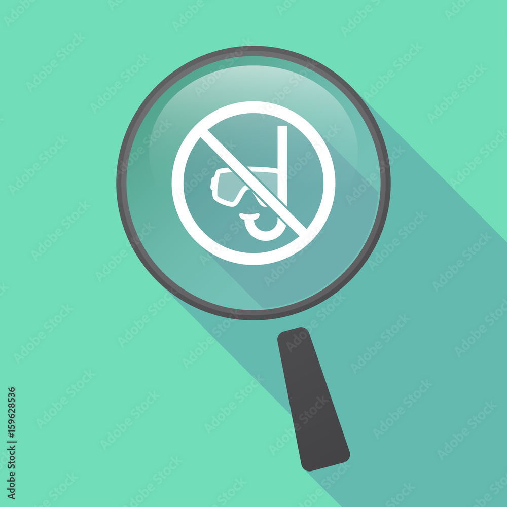 Long shadow loupe with a diving glasses and a snorkel in a not allowed signal Long shadow loupe with a diving glasses and a snorkel in a not allowed signal