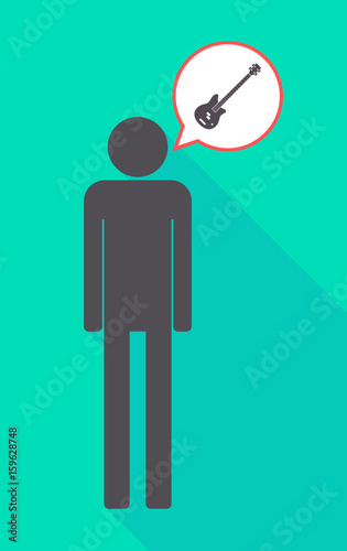 Long shadow male pictogram with  a four string electric bass guitar