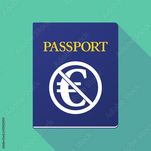 Long shadow passport with  an euro sign  in a not allowed signal
