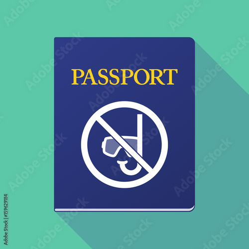 Long shadow passport with  a diving glasses and a snorkel  in a not allowed signal