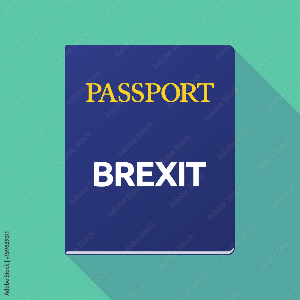 Long shadow passport with the text BREXIT Long shadow passport with the text BREXIT